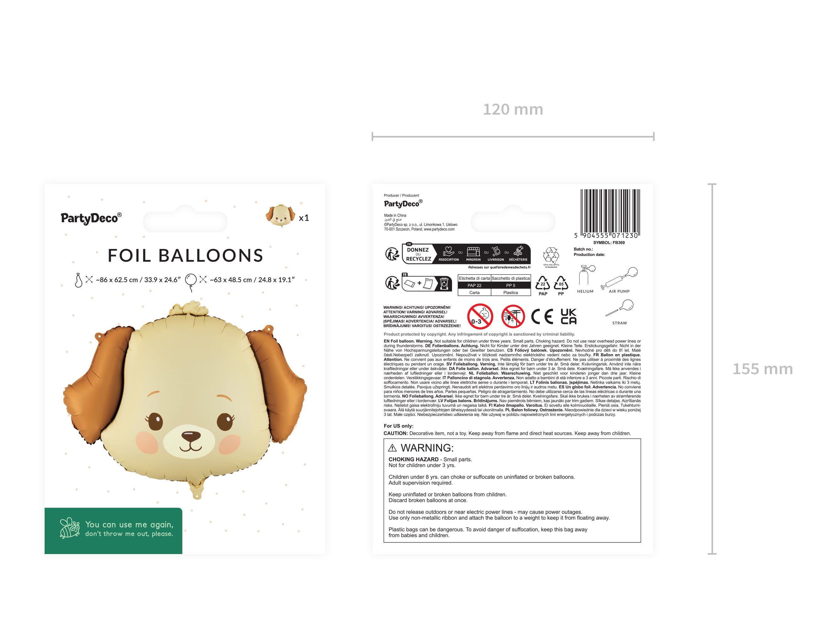 Folieballong Hund, 63x48.5 cm