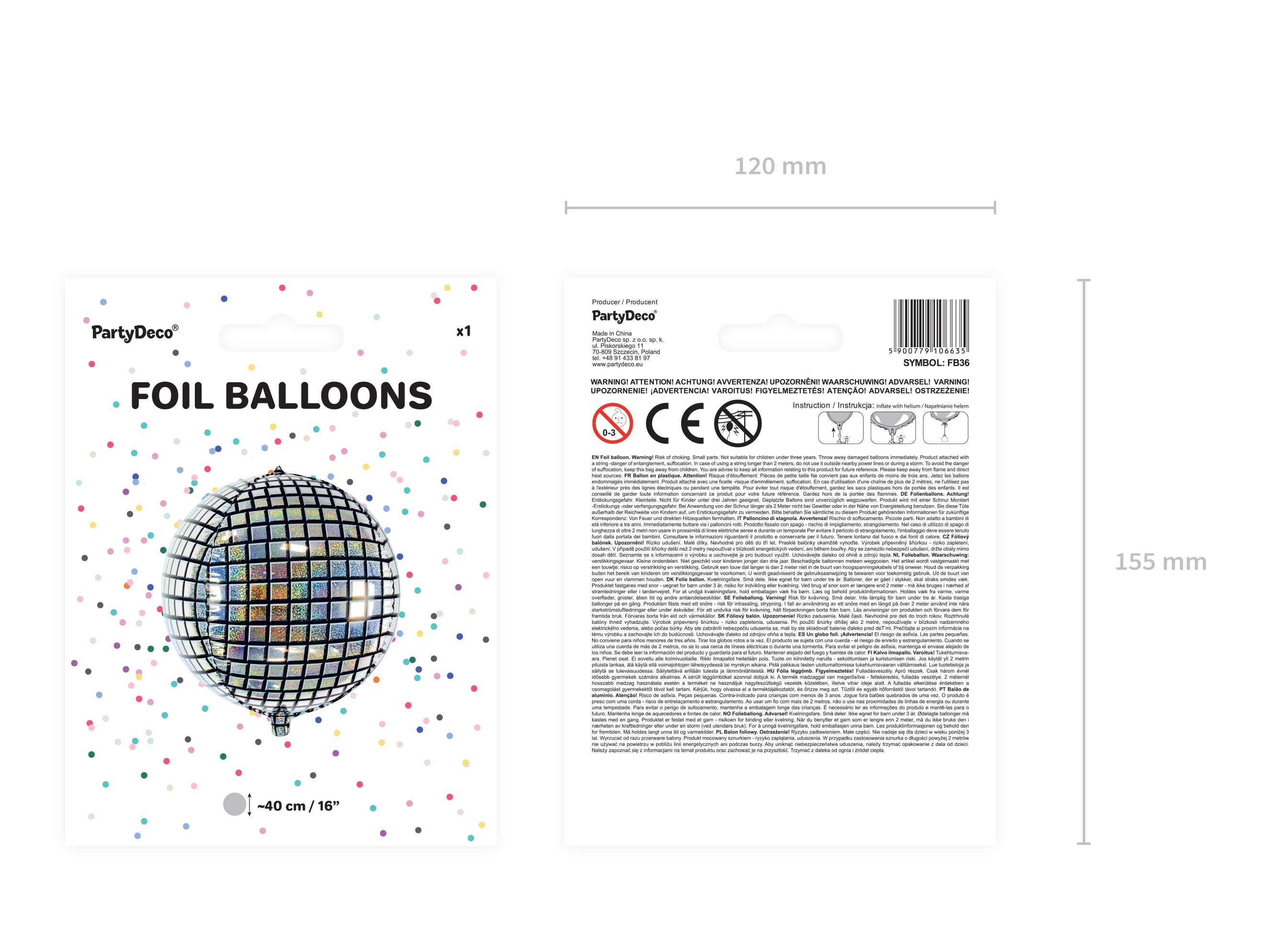 Ballong Discokule folie 40 cm