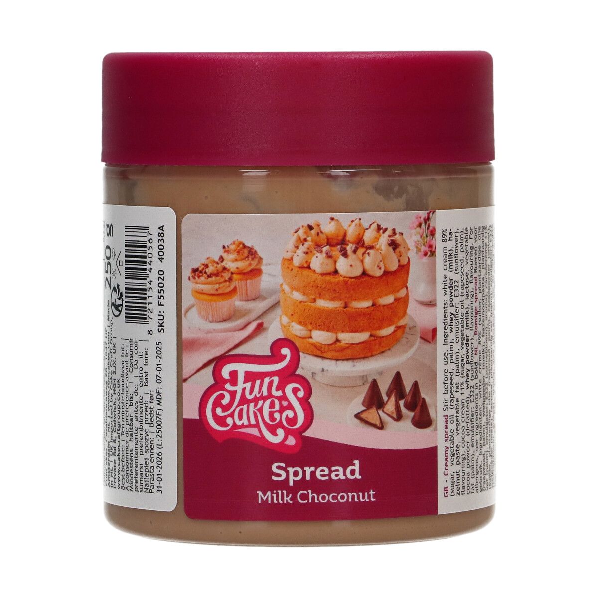 FunCakes Spread - Melkesjokolade- og Hasselnøttkrem 250g