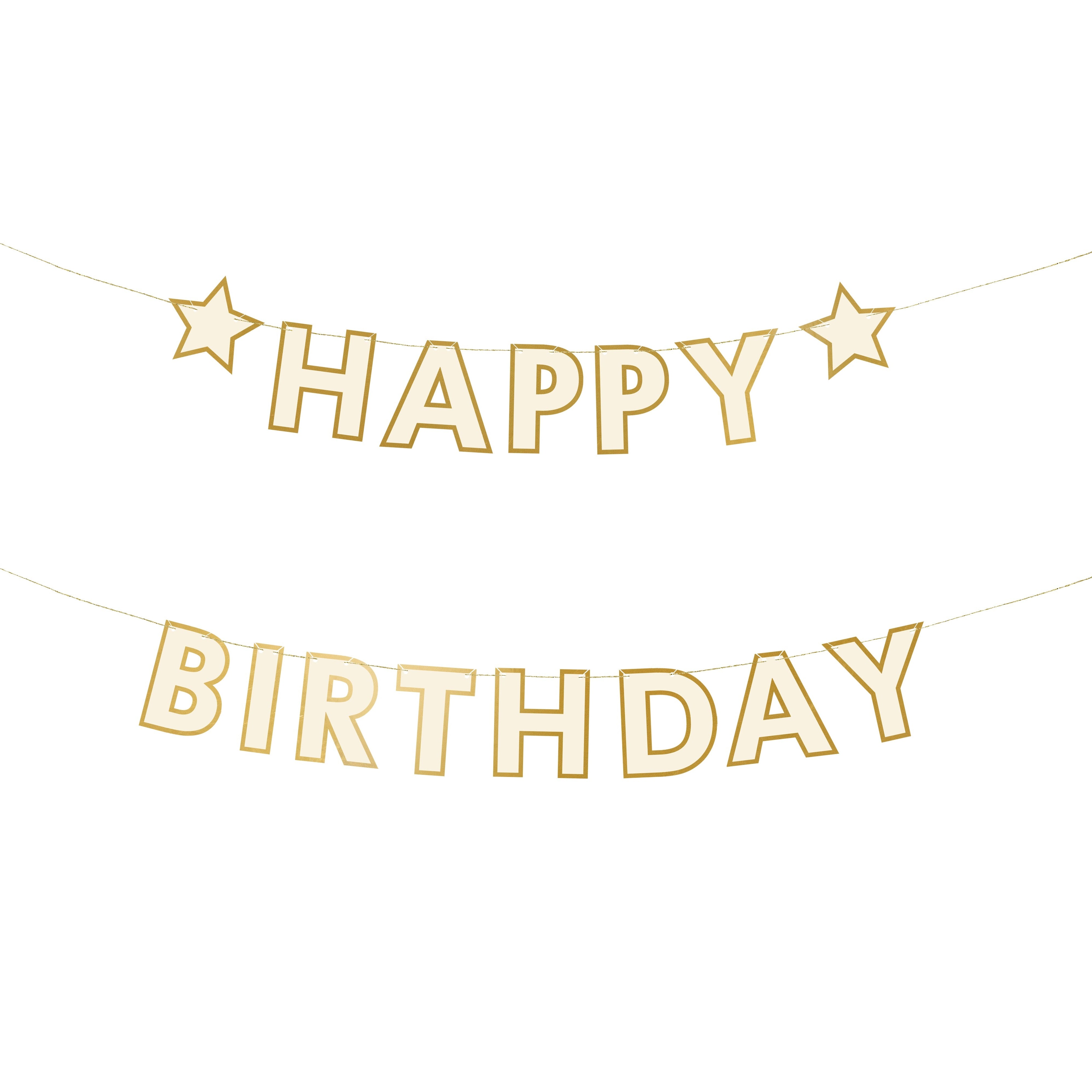 Banner Happy Birthday Gull Stjerne
