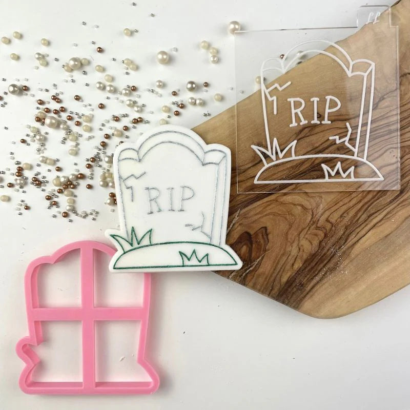 Gravsten Halloween utstikker og embosser