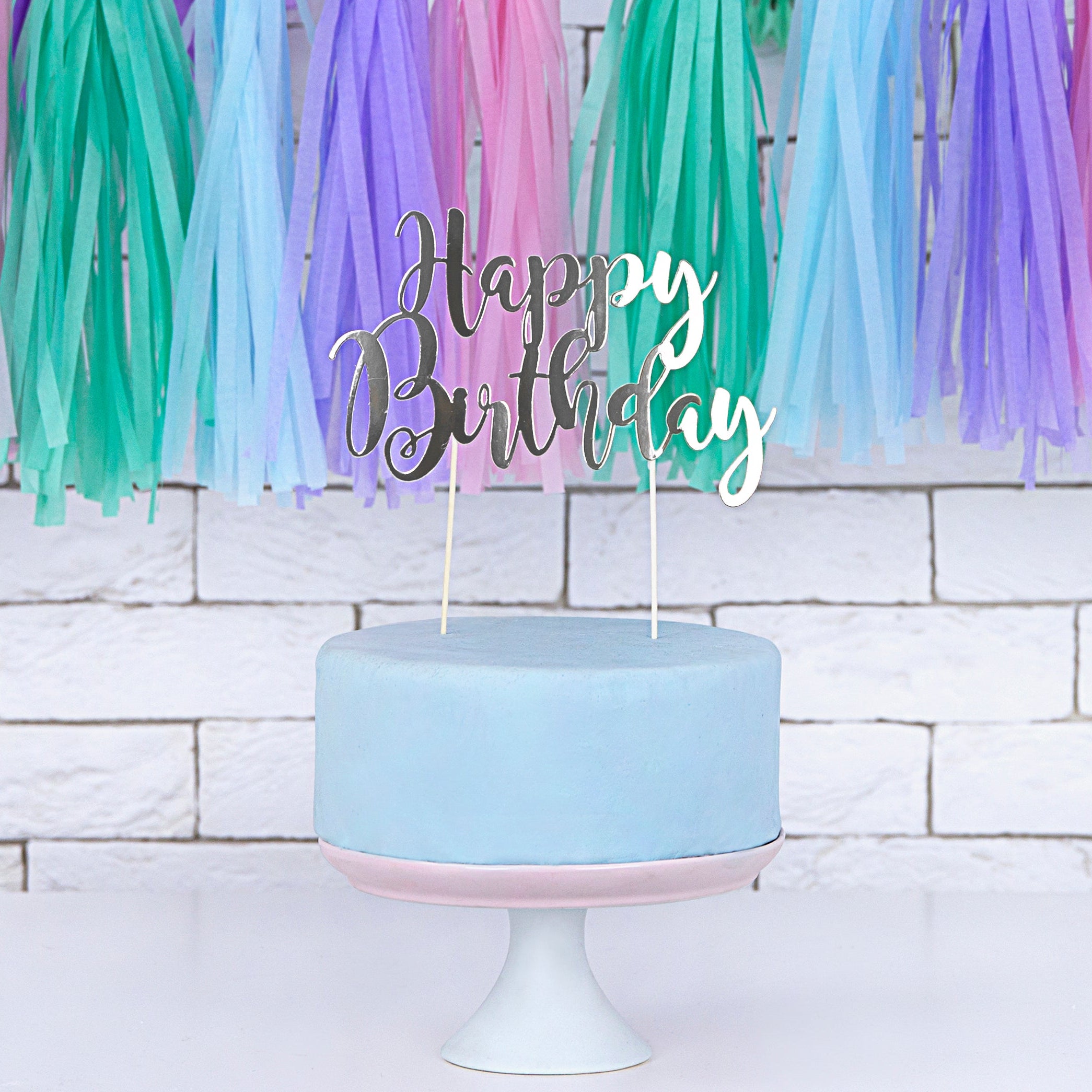 Kaketopper Happy Birthday Silver 22,5cm
