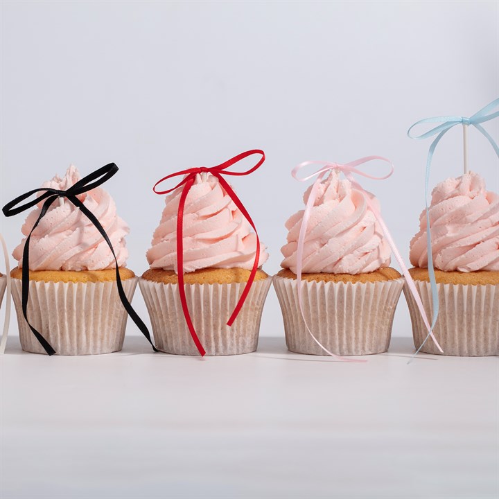 Kaketopper Sløyfe Sort, 8 stk