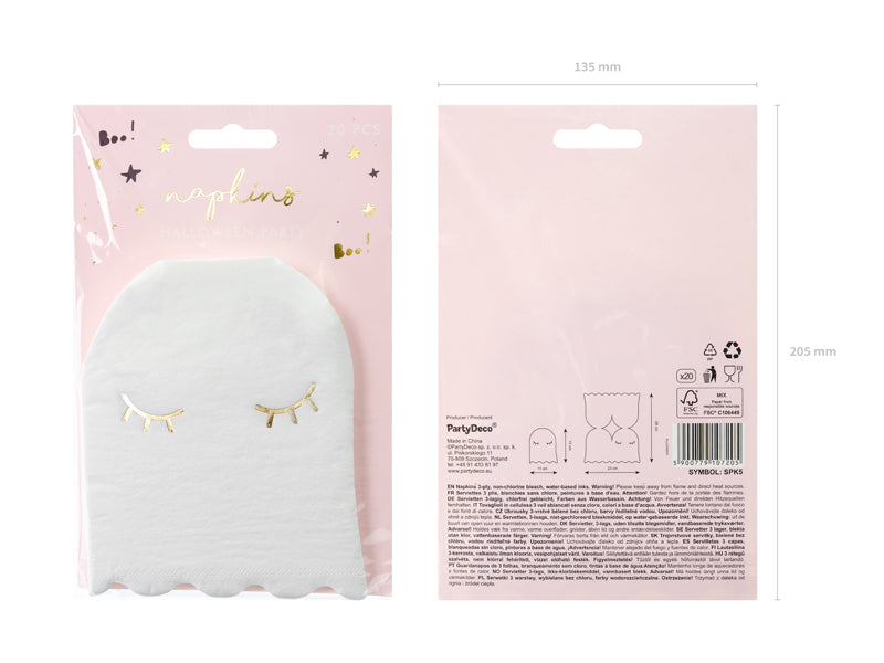 Servietter Spøkelse Hvite, 20 stk