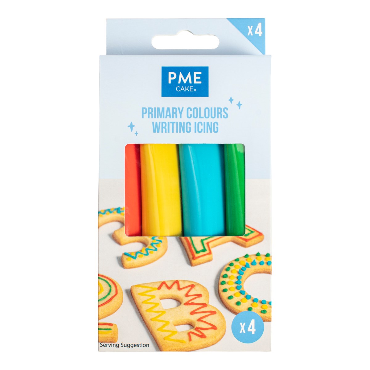 Icing Skrivetuber 4 pk Primærfarger, 80g