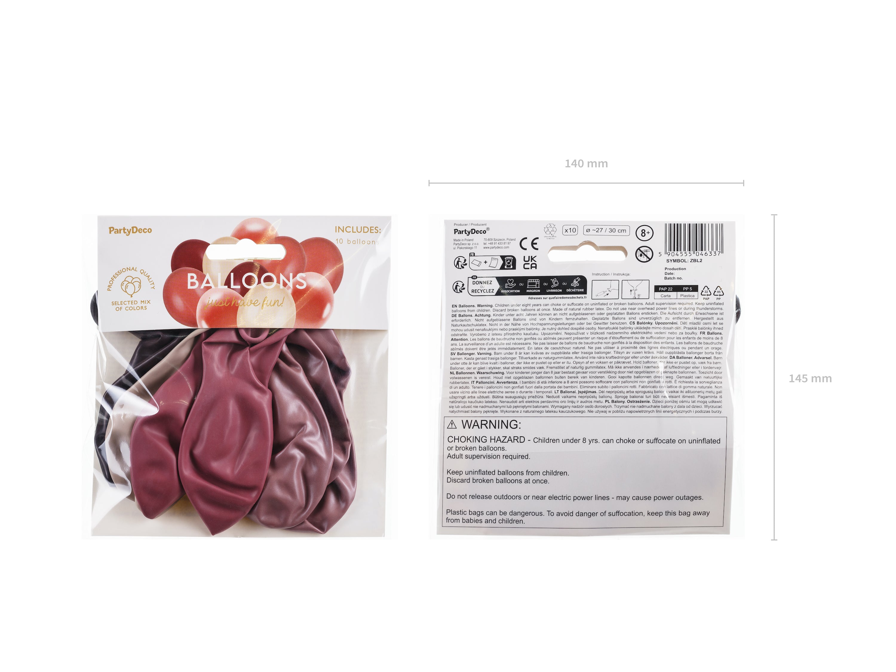 Ballonger Rosa mix 27-30cm 10pk 4