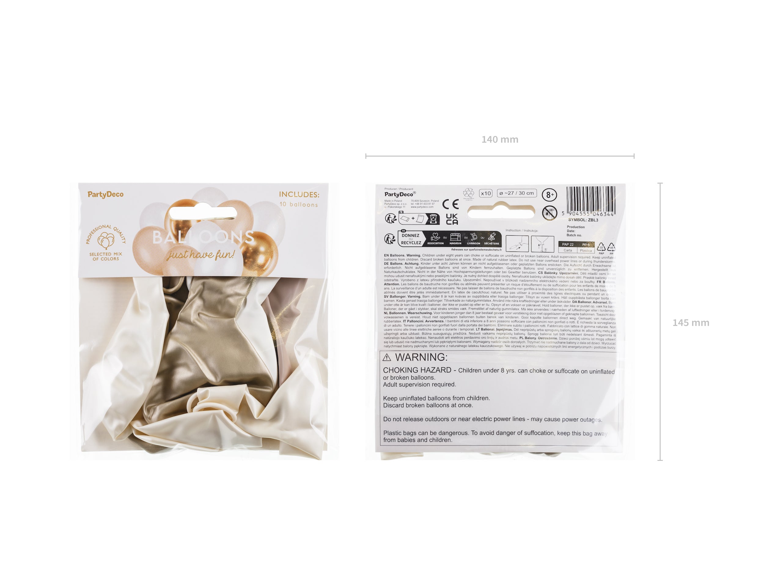 Ballonger Hvit mix 27-30cm 10pk 3