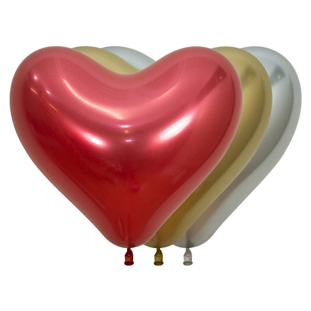 Ballong Hjerte Crystal ass 35 cm, 12 PK