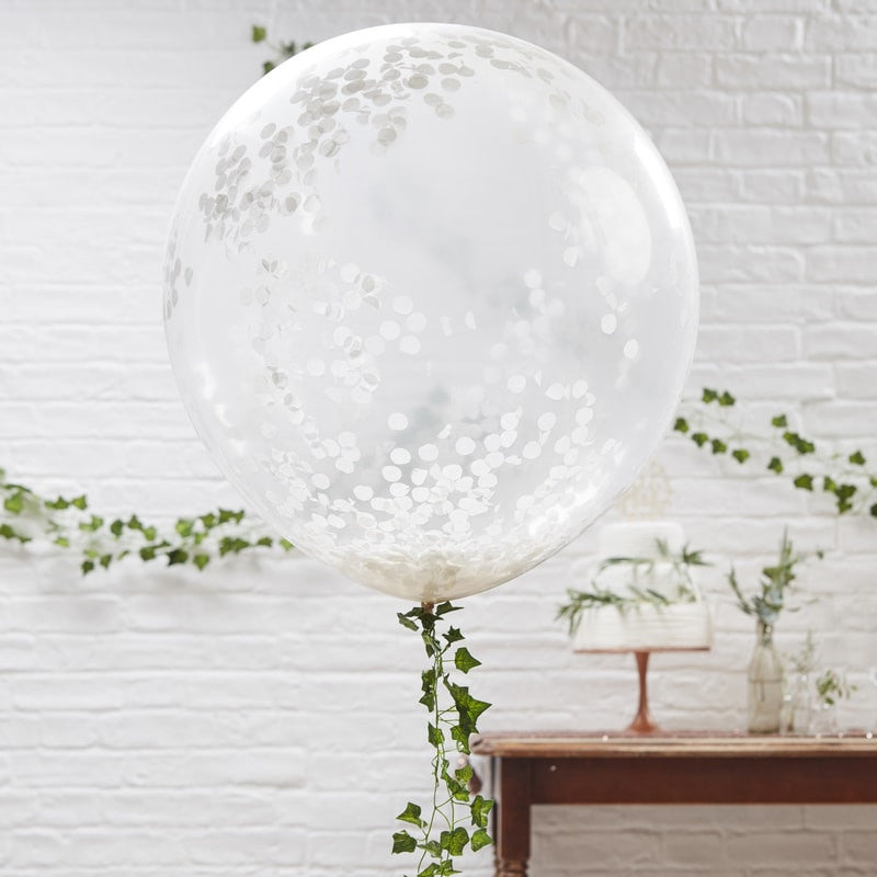 Ballong med Confetti Hvit 90 cm, 3 stk 2