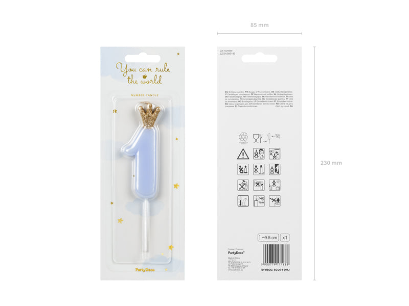 Nummerlys Blå m/Krone 9,5 cm #1 4