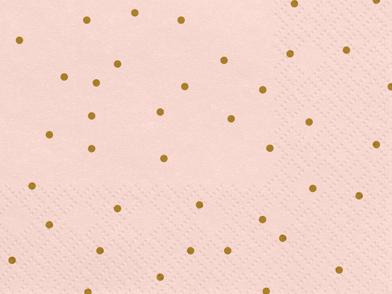 Servietter Rosa med Gull prikker 33x33cm, 20 stk 2