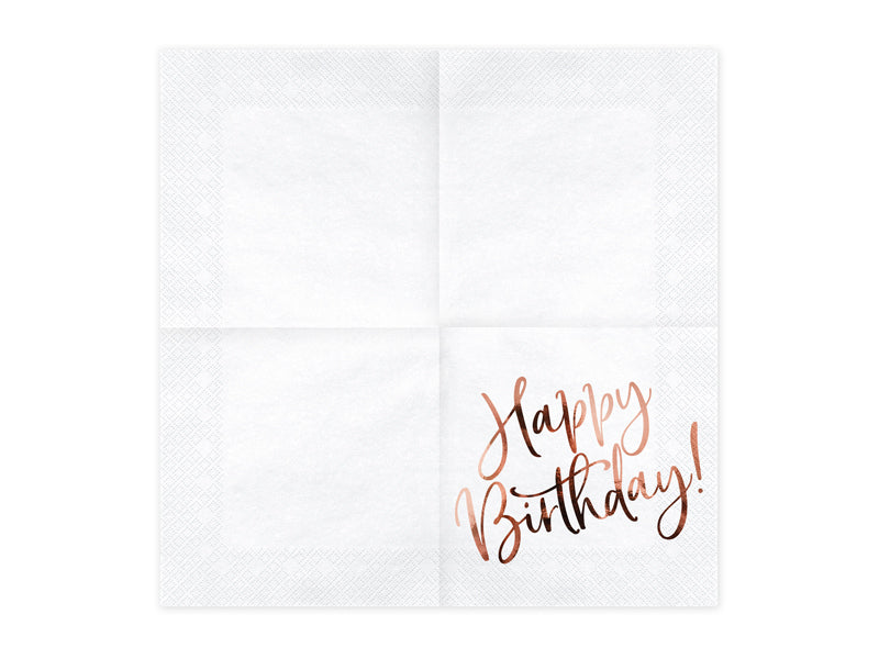 Servietter HappyBirthday Kobber 33x33cm, 20 stk 2