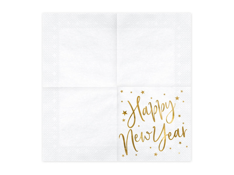 Servietter Happy NewYear Hvit 33x33cm, 20 stk 2