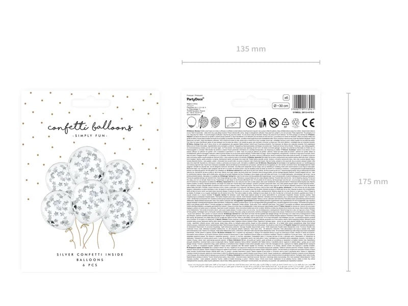 Ballonger Stjerne Confetti Sølv 30 cm, 6 stk 2