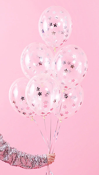 Ballonger Stjerne Confetti Sølv 30 cm, 6 stk 3