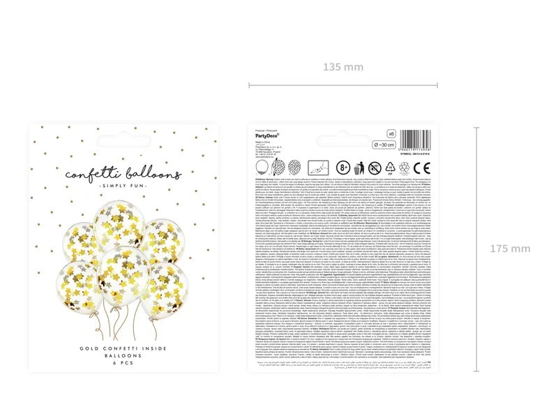 Ballonger Stjerne Confetti Gull 30 cm, 6 stk 2