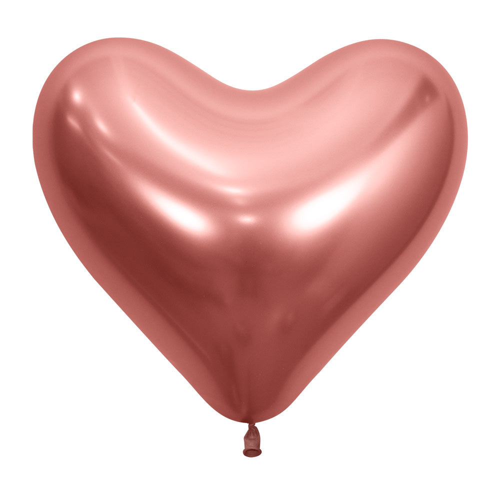 Ballong Hjerte Reflex Rosegull 35 cm, 12 pk