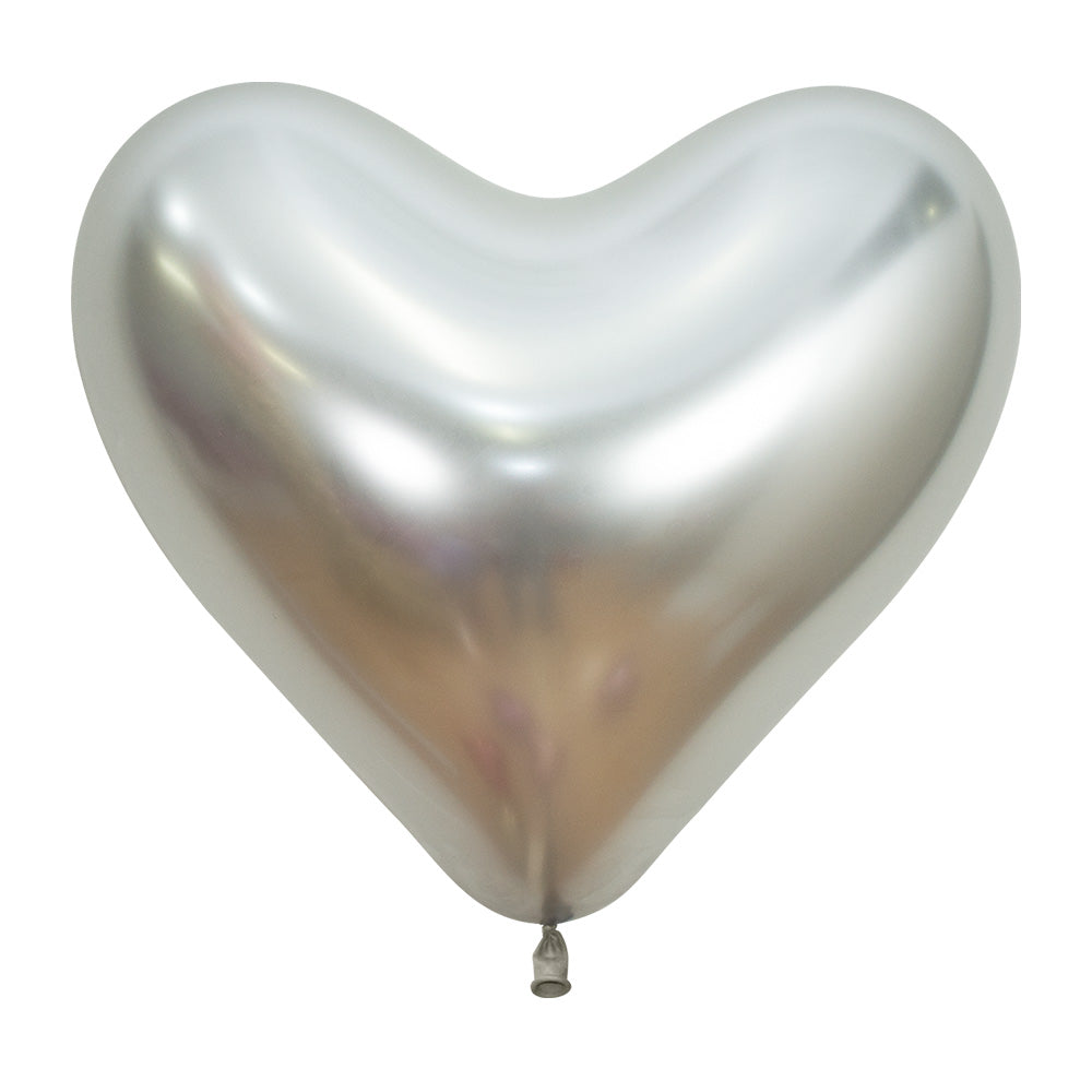 Ballong Hjerte Reflex Sølv35 cm, 12 pk