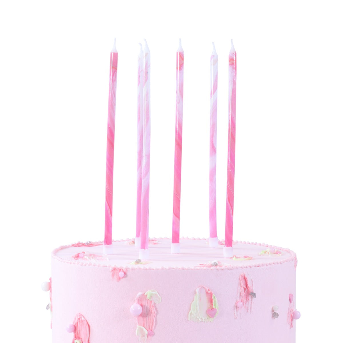 Kakelys Pink marble candles 6 stk, 15 cm