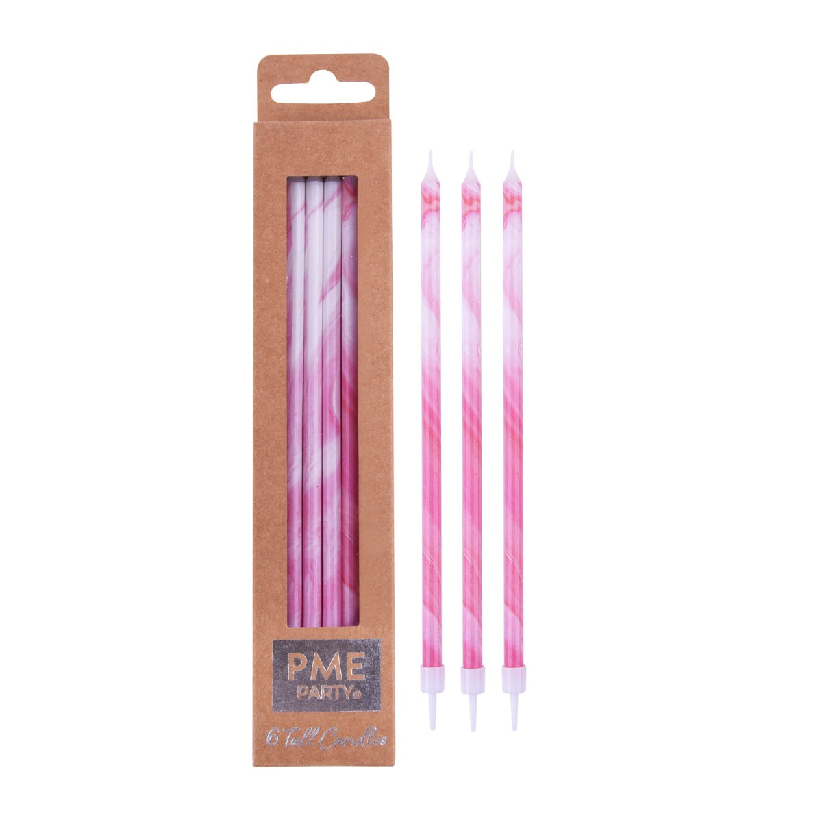 Kakelys Pink marble candles 6 stk, 15 cm 5
