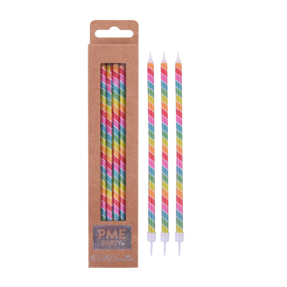Kakelys Rainbow candles 6 stk, 15 cm 5
