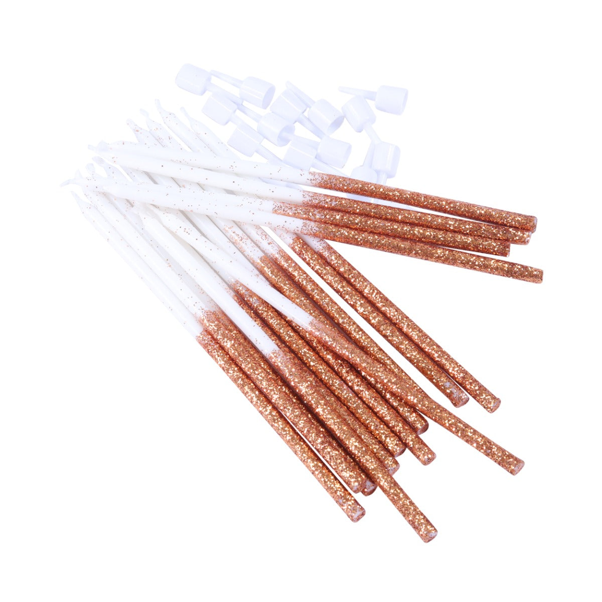 Kakelys Rose gold glittercandles 16 stk, 15 cm 2
