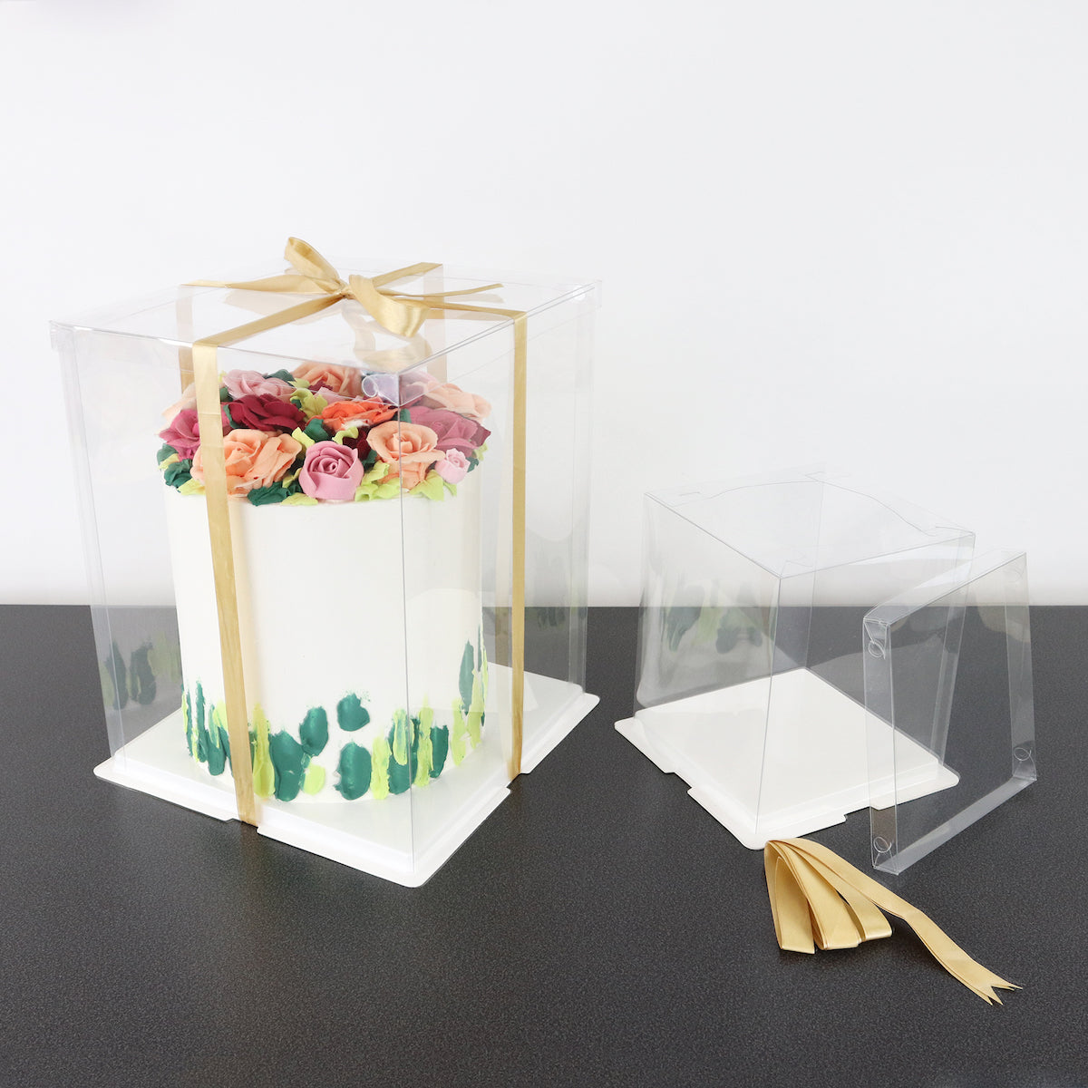 Kakeboks Klar plast med brett 25x25 cm, H 28 cm