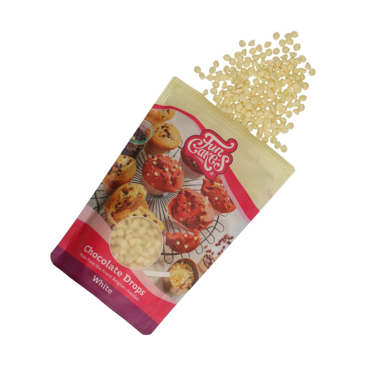 Funcakes Sjokoladedråper Hvit Sjokolade 350g