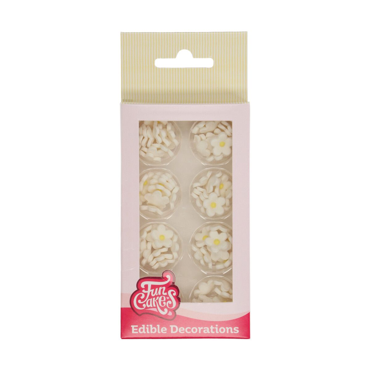 Kakepynt spiselig Miniblomster Hvite 64 stk