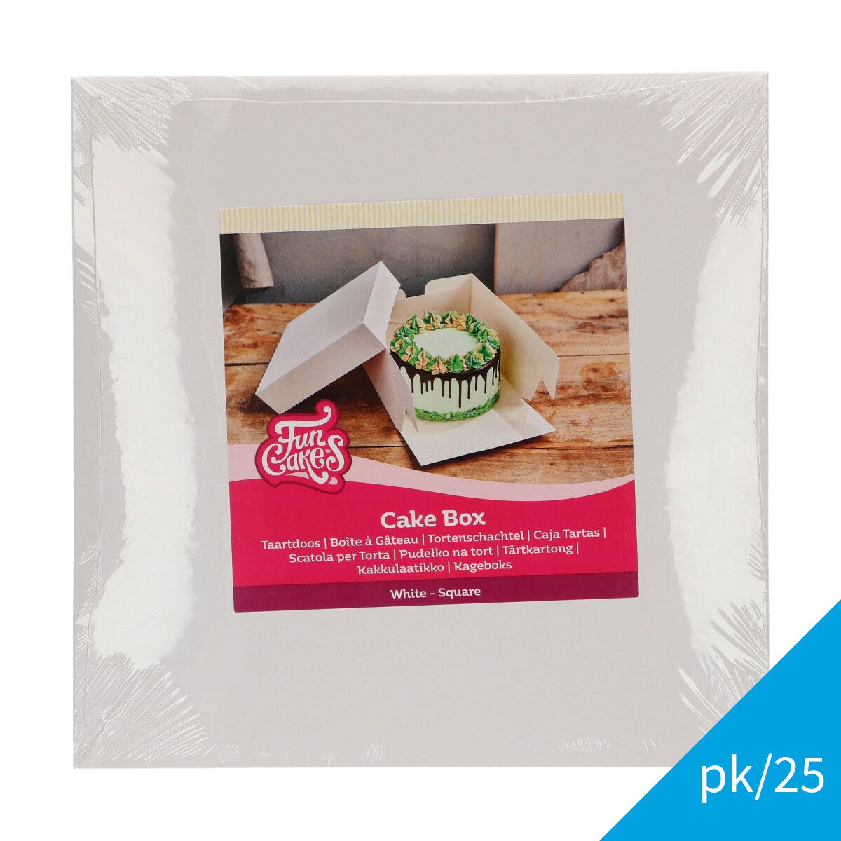 Kakeboks hvit papp, 33x33x15 cm, 25 PK