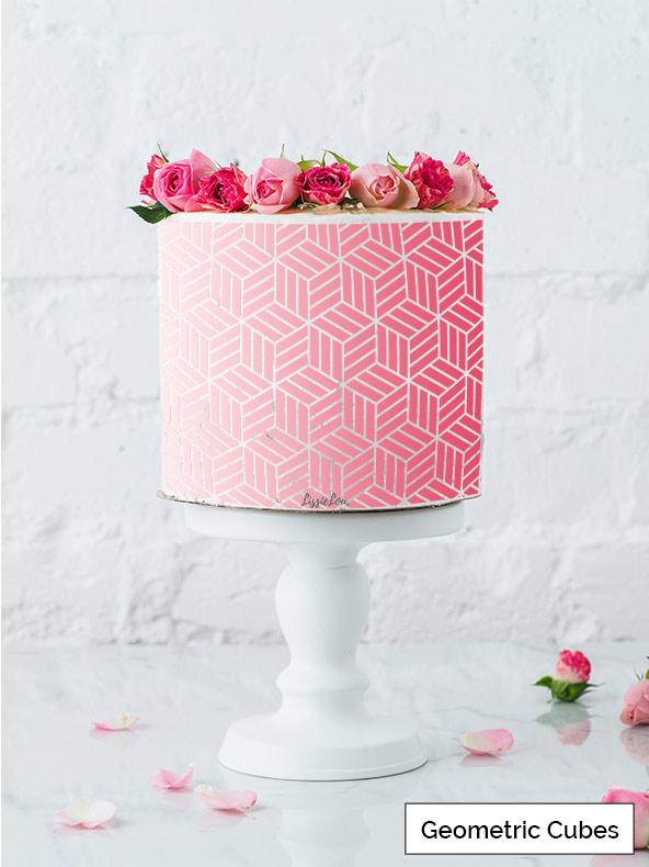 Geometric Cubes Kake Stensil