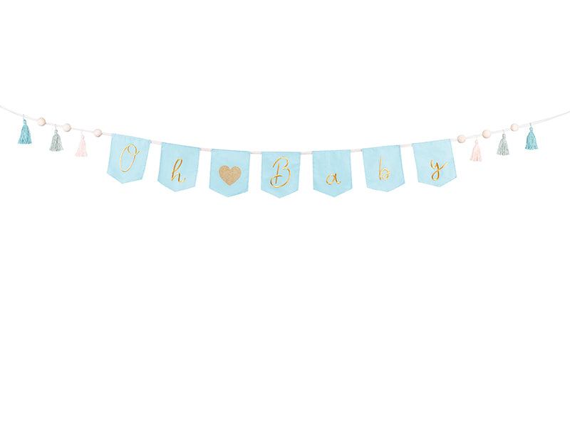 Girlander Oh Baby Lyseblå m/tassel, 2,5 m