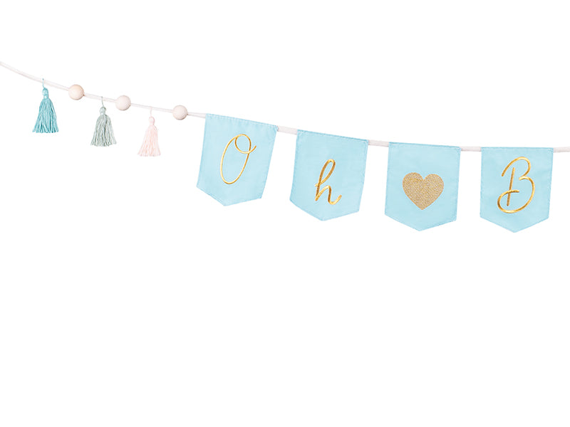 Girlander Oh Baby Lyseblå m/tassel, 2,5 m 2
