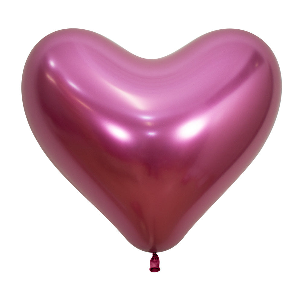 Ballong Hjerte Reflex Fuchia 35 cm, 12 pk