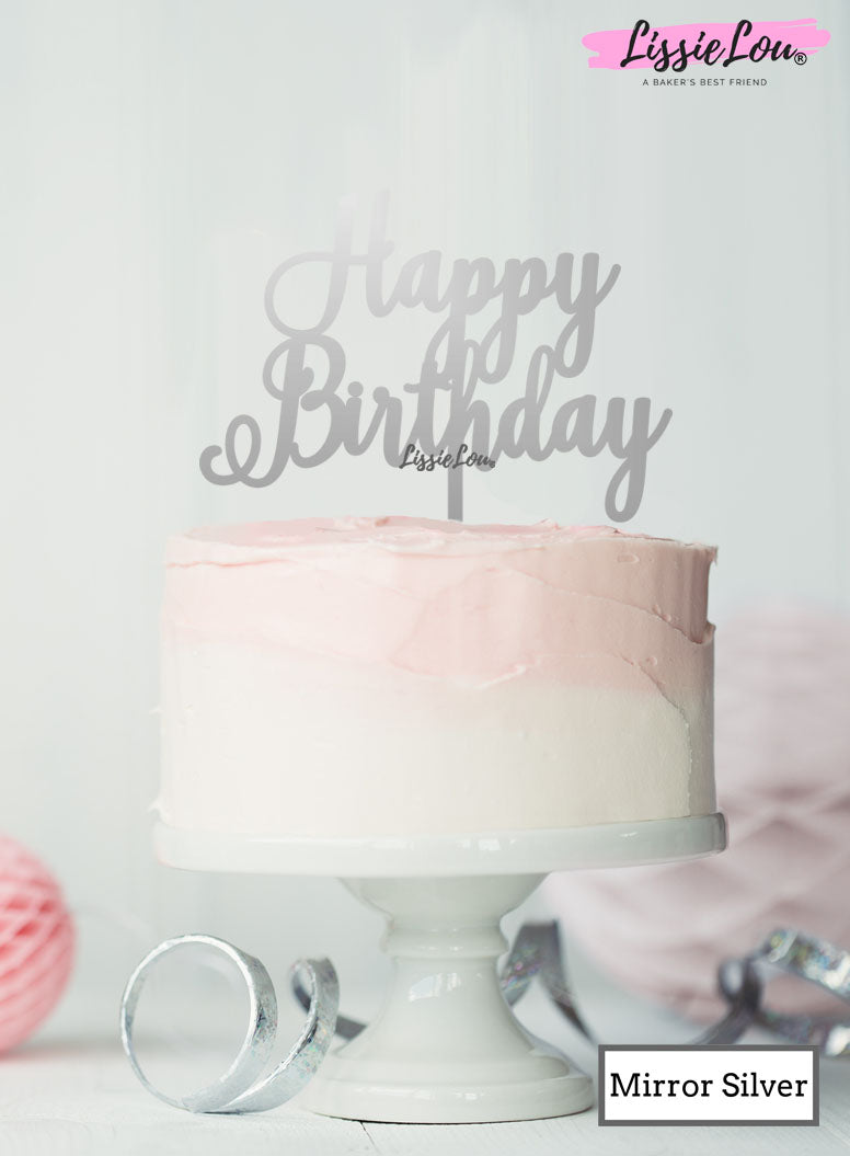 Kaketopper Happy Birthday Mirror Silver Acrylic