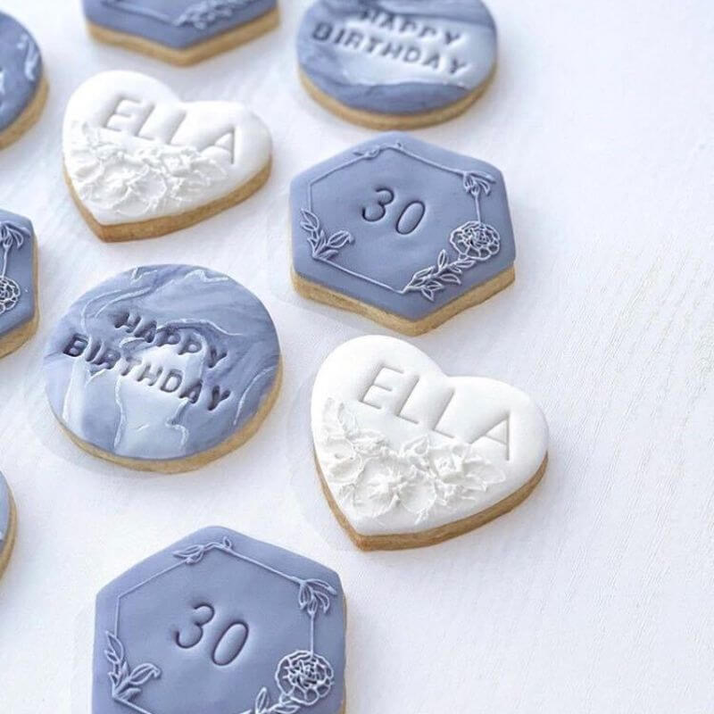 Floral Hexagon Cookie Embosser 3