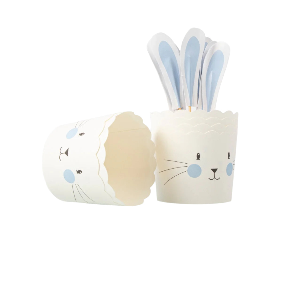 Muffinsform papp JUMBO, Kanin med Ører Blå, 6 stk