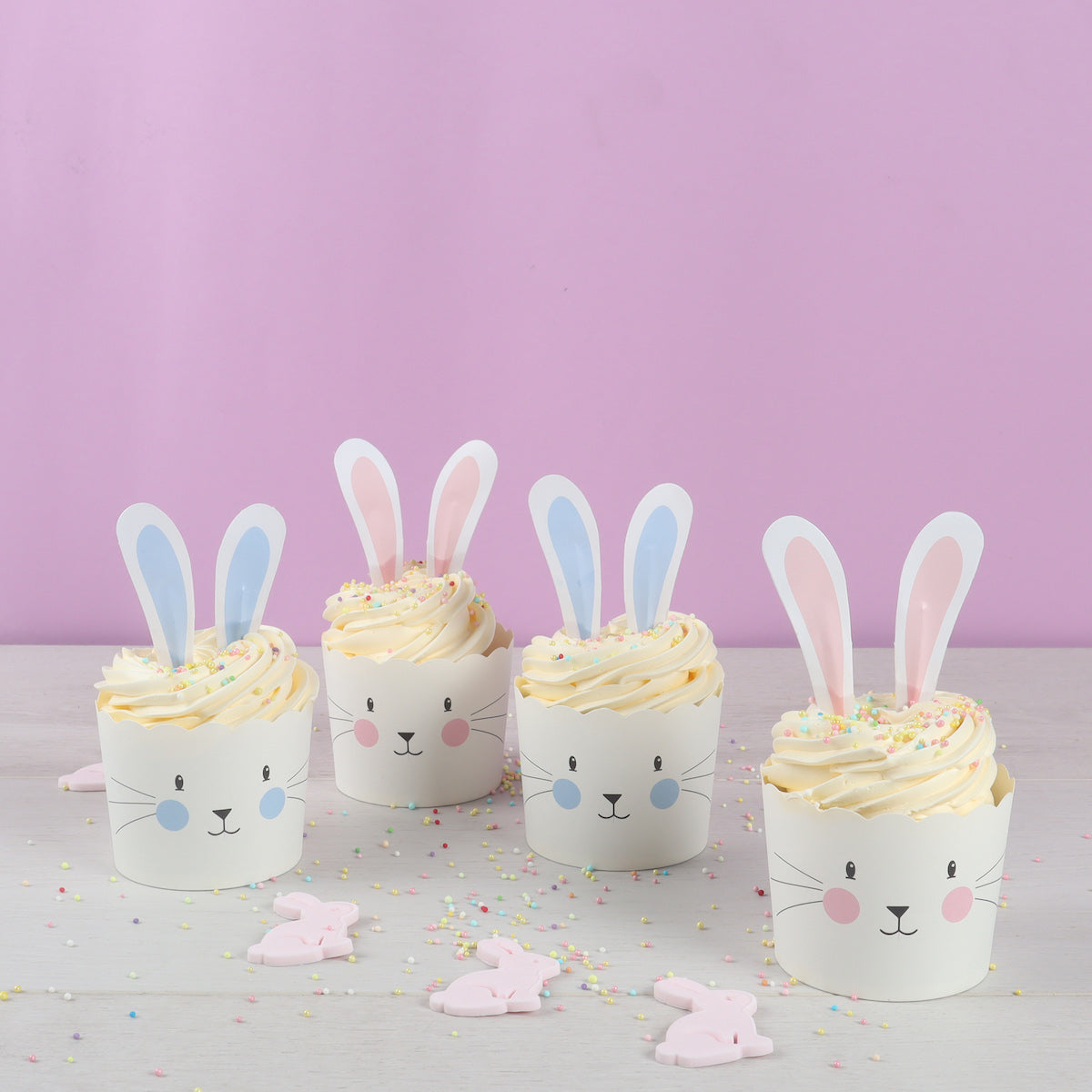 Muffinsform papp JUMBO, Kanin med Ører Rosa, 6 stk 3