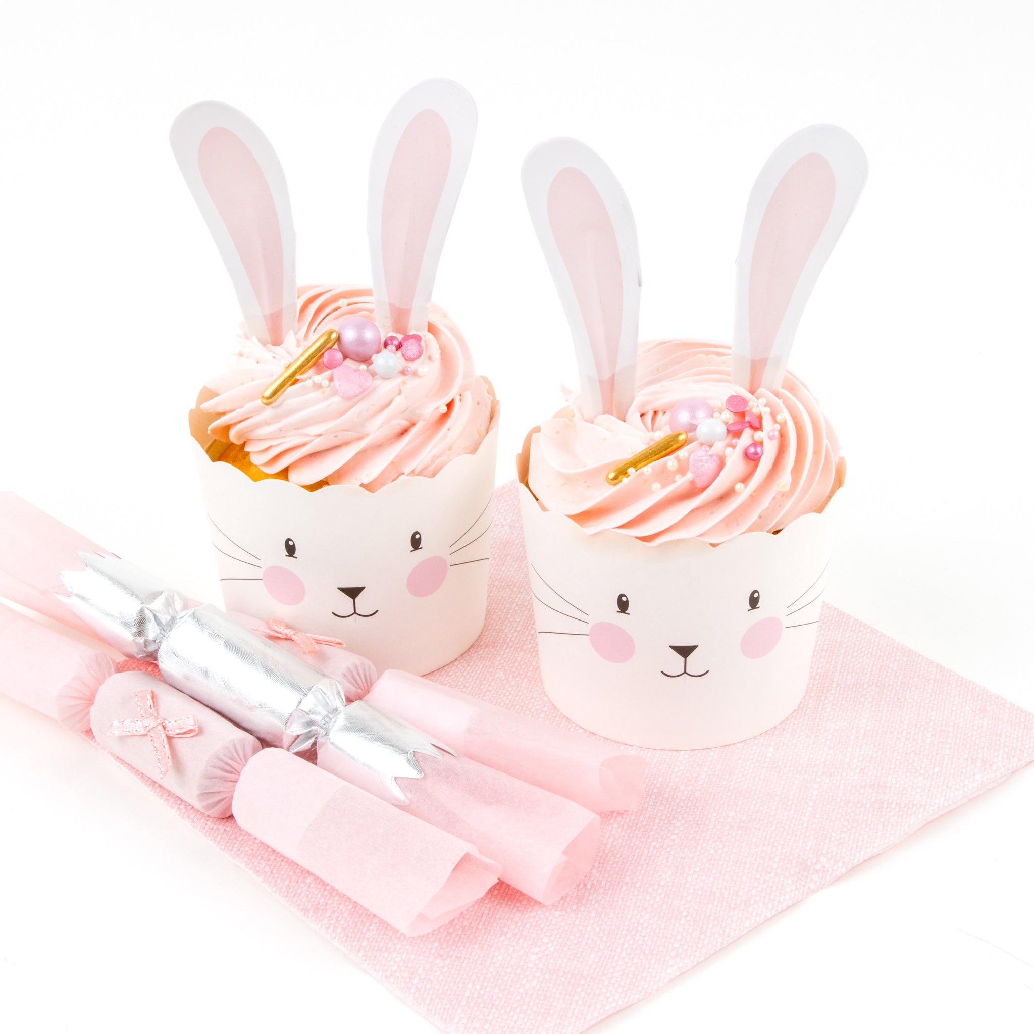 Muffinsform papp JUMBO, Kanin med Ører Rosa, 6 stk 4