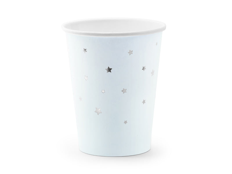 Drikkekrus i papp Stjerner Lyseblå 260ml, 6 pk