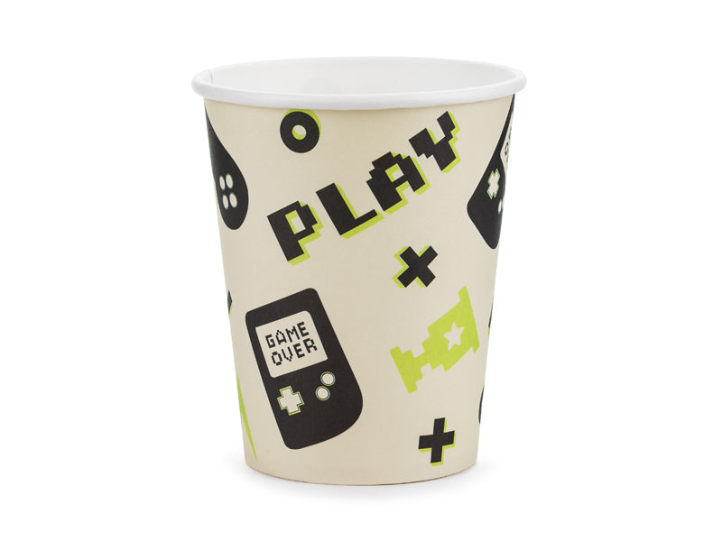 Drikkekrus i papp Gamer, 220 ml, 6 stk