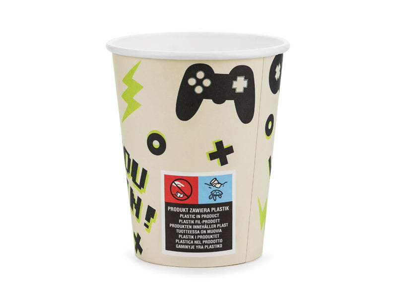 Drikkekrus i papp Gamer, 220 ml, 6 stk 2