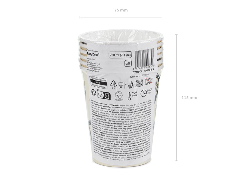 Drikkekrus i papp Gamer, 220 ml, 6 stk 5