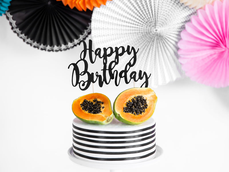 Kaketopper Happy Birthday Black 22,5cm 4