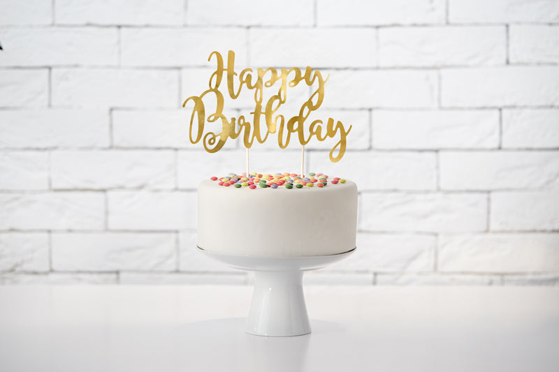 Kaketopper Happy Birthday Gold 22,5cm 3