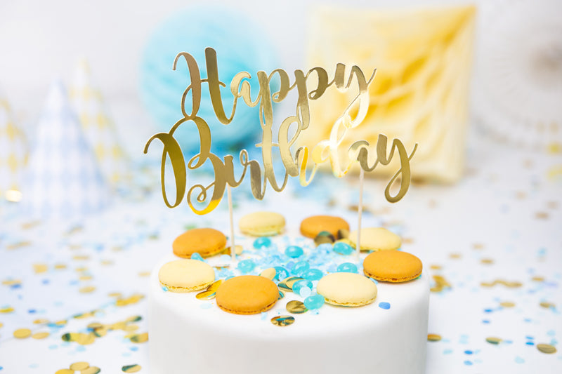 Kaketopper Happy Birthday Gold 22,5cm 4