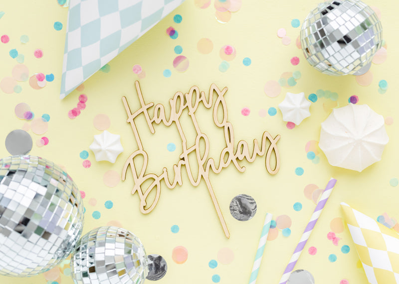 Kaketopper Happy Birthday i tre 16,5 cm 3