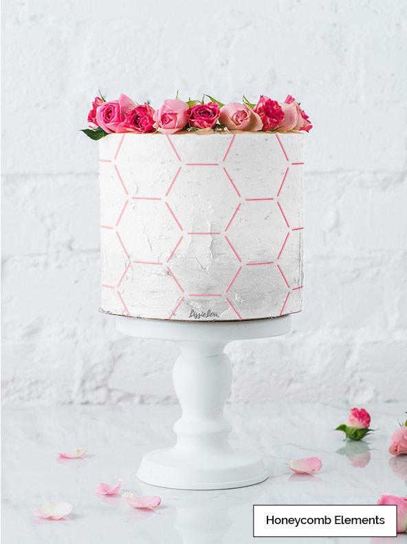 Honeycomb Elements Kake Stensil