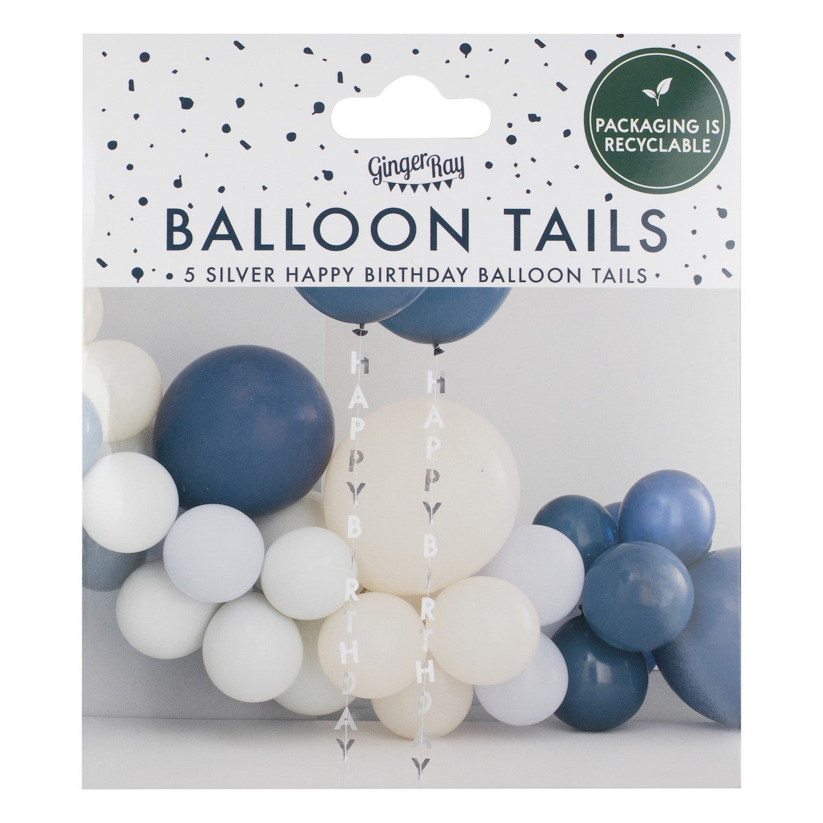 Tassel Happy Birthday Tail i Sølv, 5 stk 3