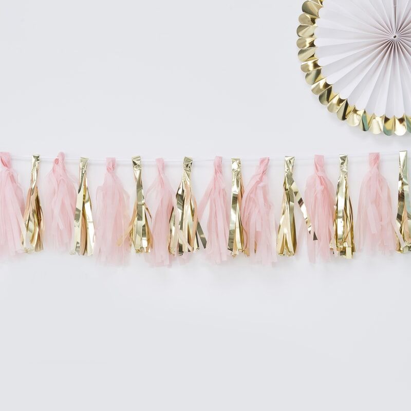 Girlander Tassel Gull og Rosa, 16 stk i lenke, H 2 2